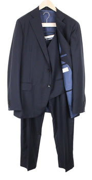 SUITSUPPLY La Spalla Men Suit UK50L Classic Lined Dark Blue Pure Wool 3 Piece