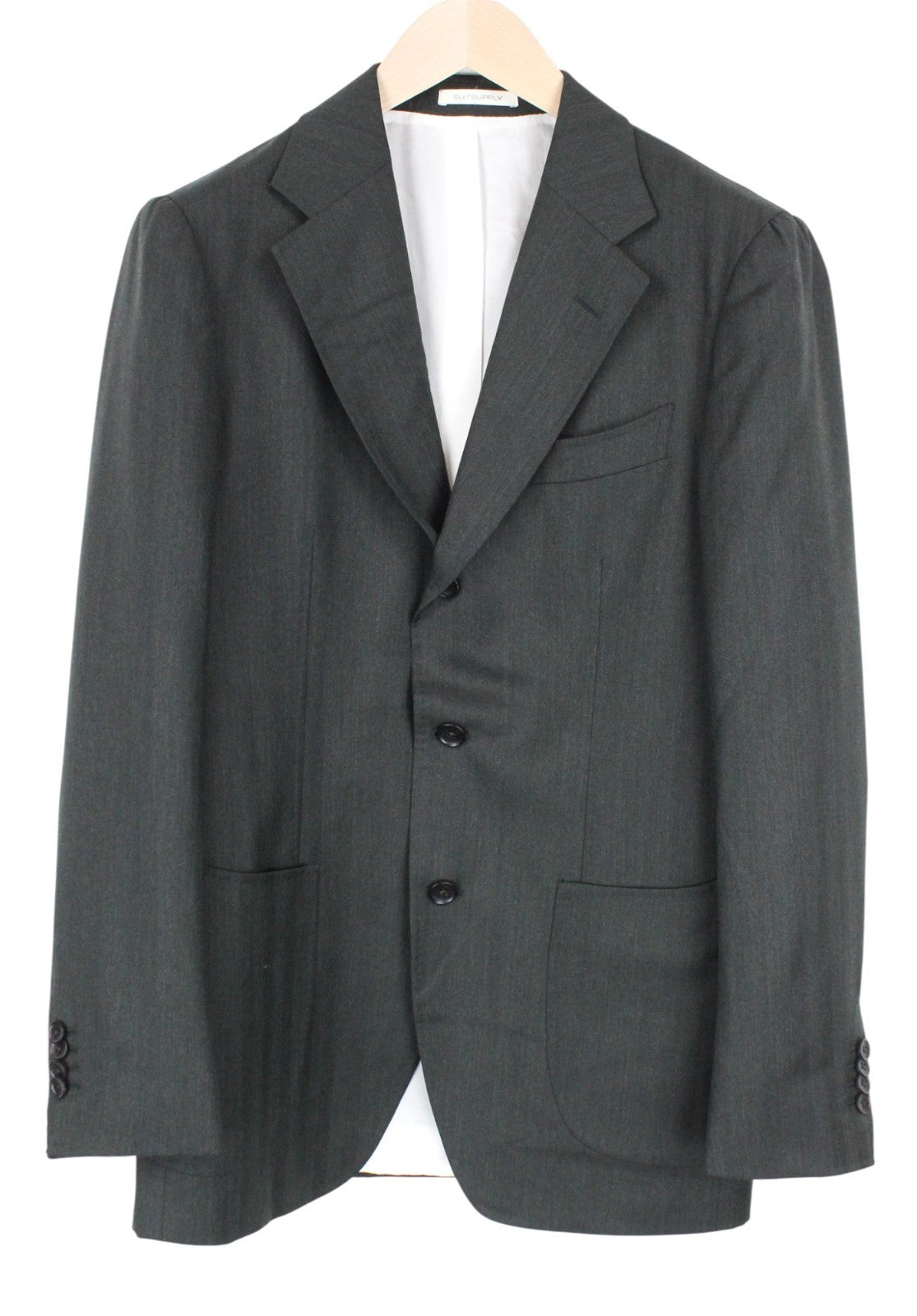 SUITSUPPLY Havana Tulip Men Suit UK38R Green Pure Wool Super 130's Slim 3 Piece