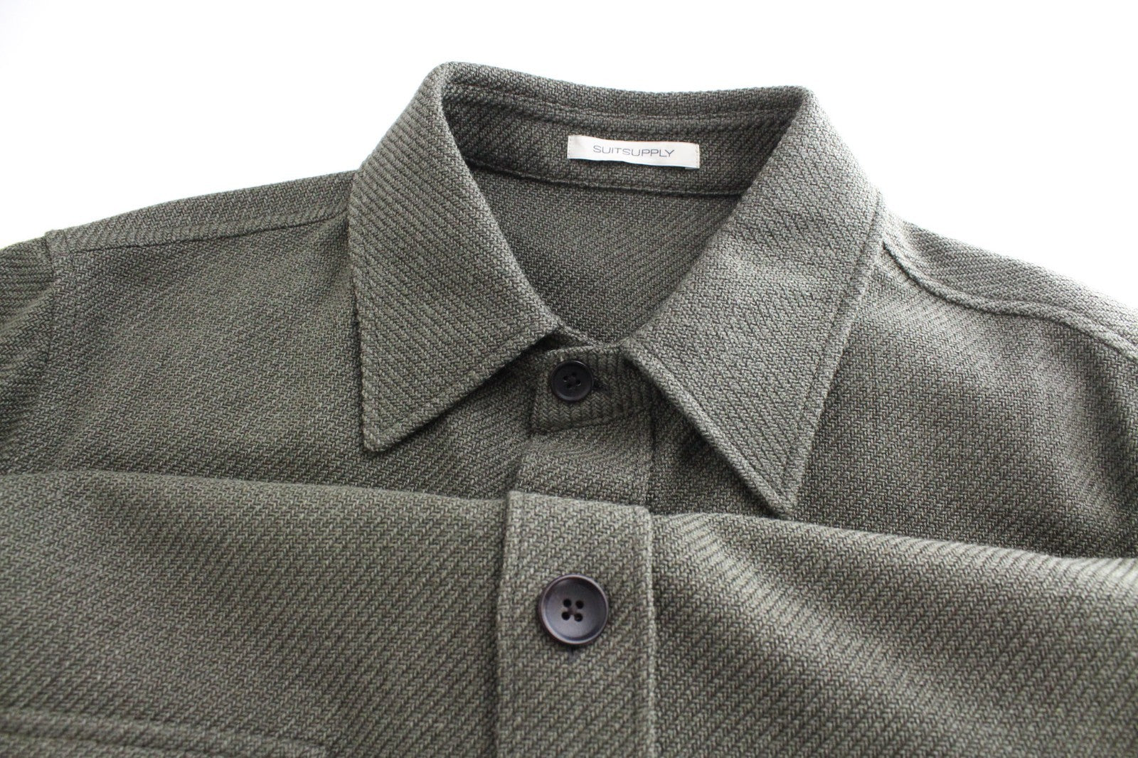 SUITSUPPLY William Men Jacket UK44R Green Wool Cotton Mix Lightweight Shacket