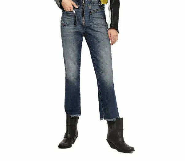 DIESEL D-Earlie 089AR Women Jeans W26/L30 Slim Fit Cropped Blue Cotton Stretch