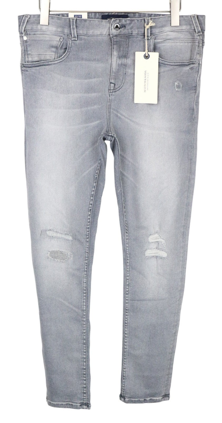 SCOTCH & SODA Dart Men Jeans W32/L32 Super Skinny Fit Distressed Faded Grey