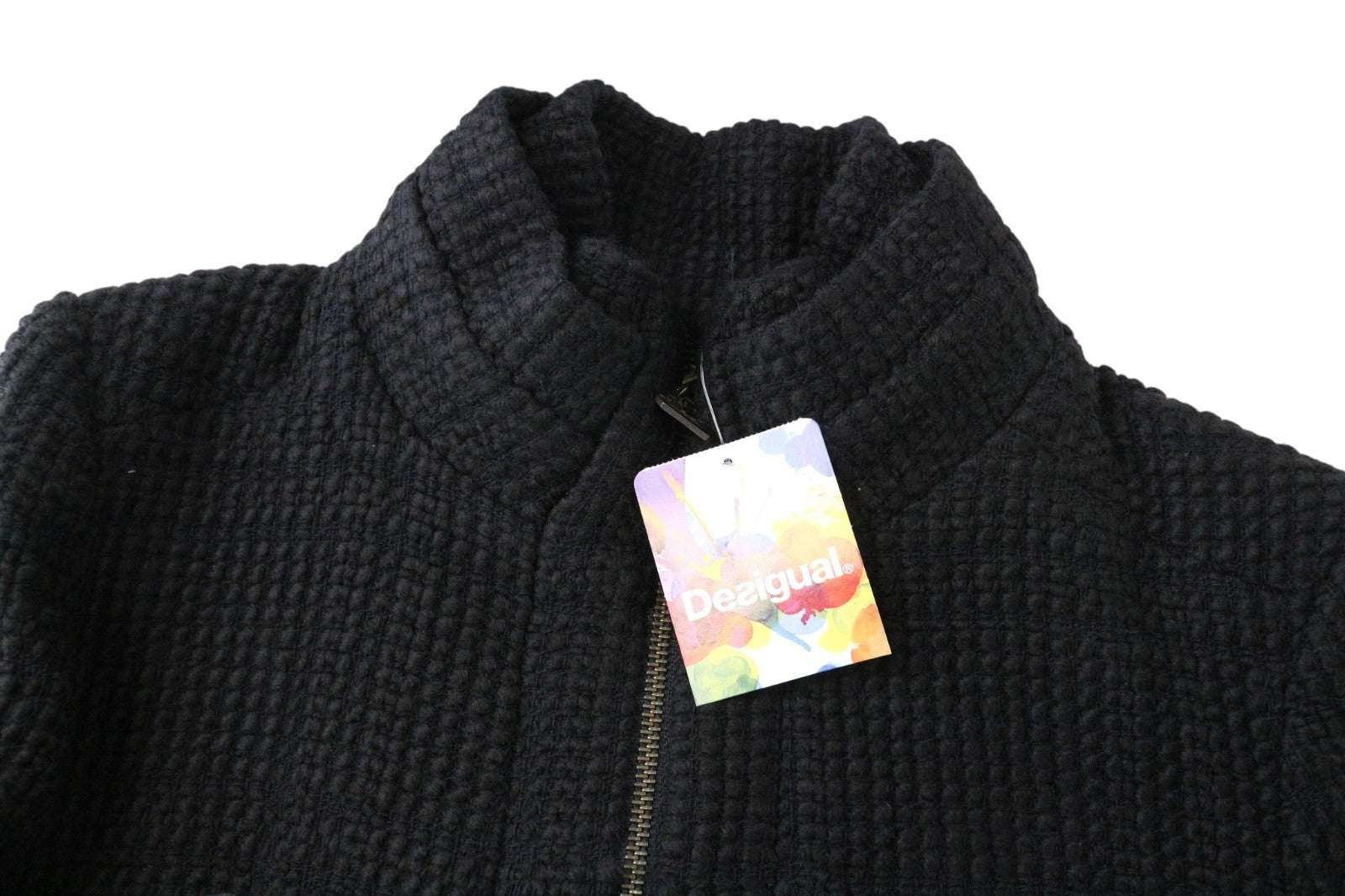 DESIGUAL L'Adoration Women Coat 38 M Black Cotton Wool Blend Embroidered
