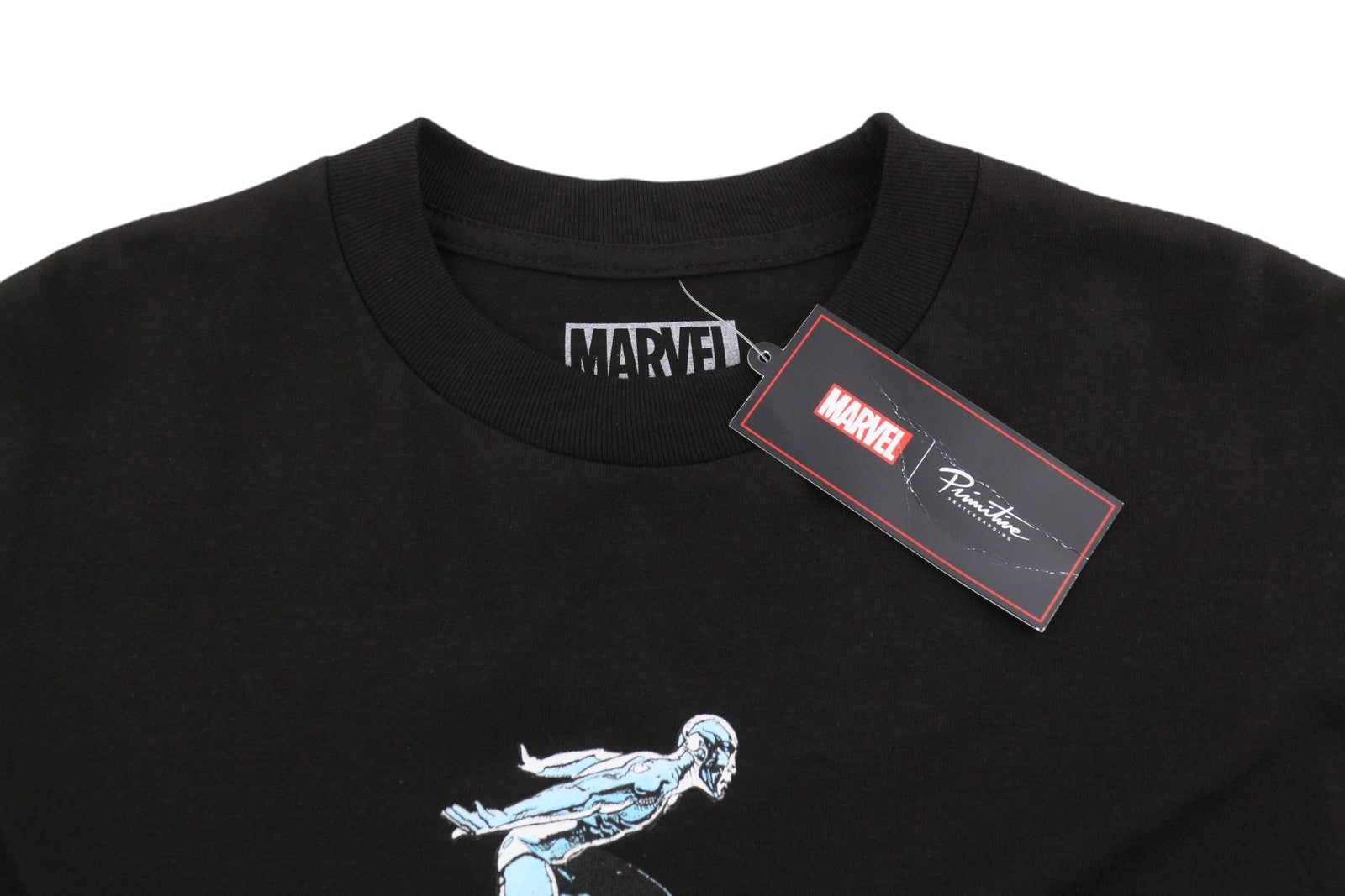 PRIMITIVE x Marvel Silver Supfer L/S Men T-Shirt S Black Crew Neck Cotton