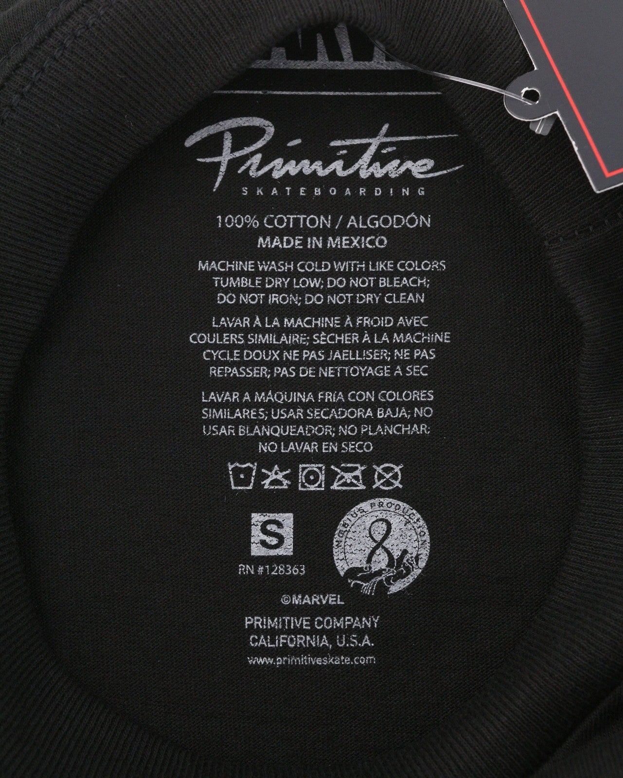 PRIMITIVE x Marvel Silver Supfer L/S Men T-Shirt S Black Crew Neck Cotton