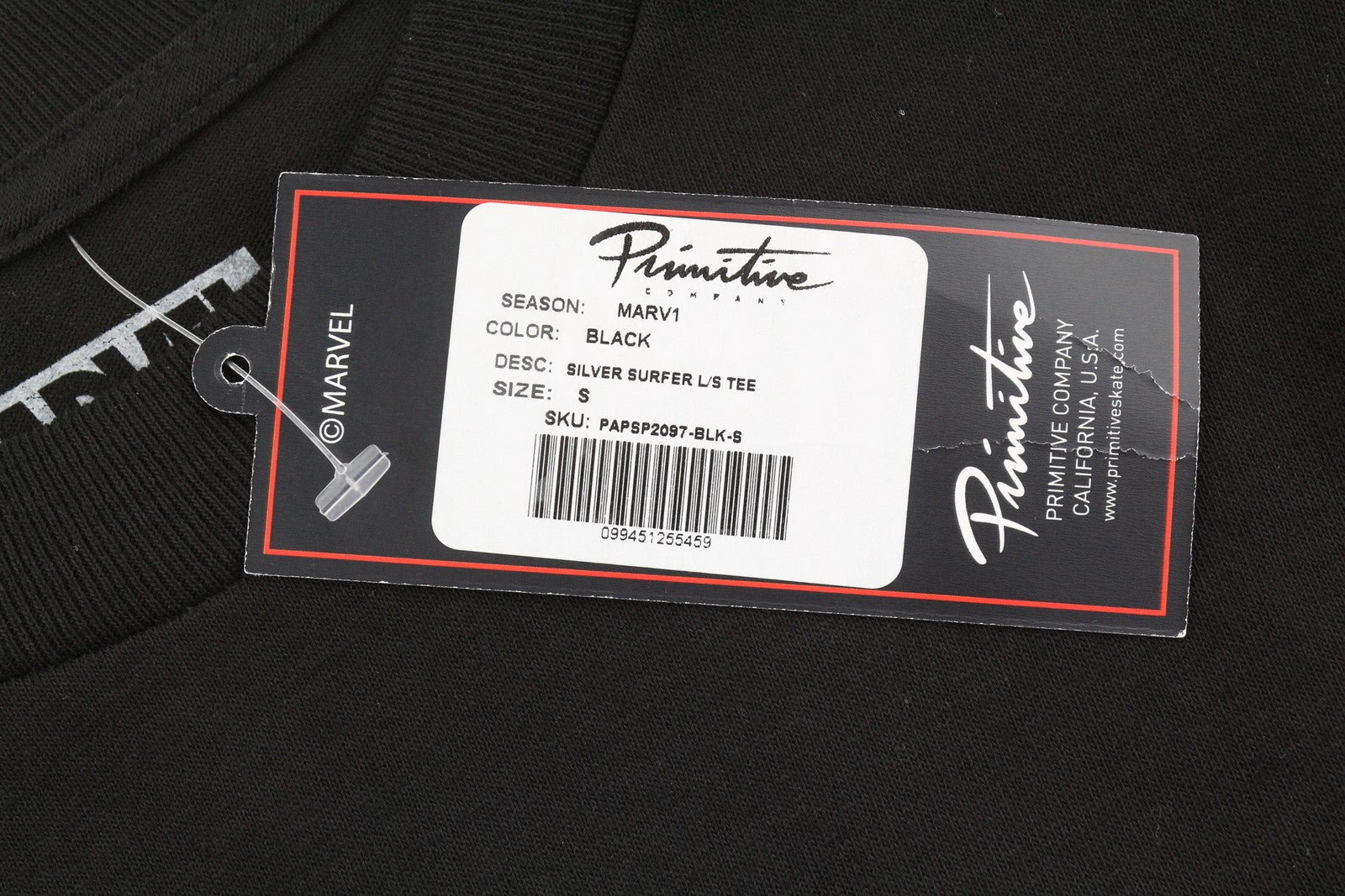 PRIMITIVE x Marvel Silver Supfer L/S Men T-Shirt S Black Crew Neck Cotton