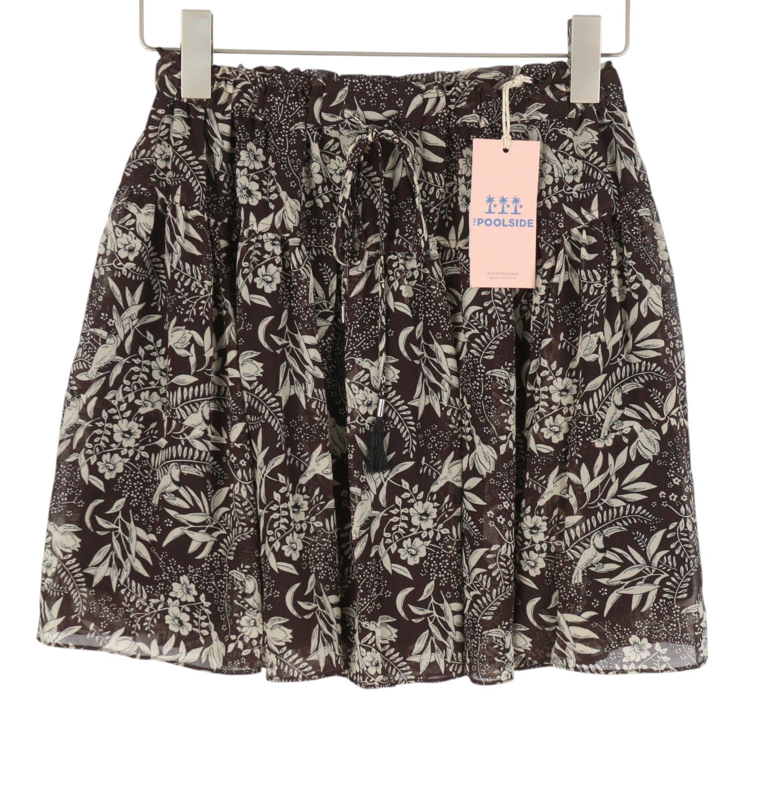 MAISON SCOTCH Women Skirt XS W26 Floral & Leafs Pattern Lined Poolside