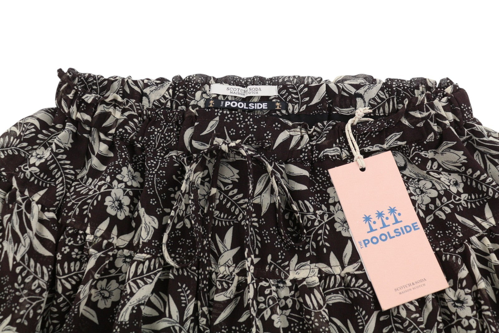 MAISON SCOTCH Women Skirt XS W26 Floral & Leafs Pattern Lined Poolside