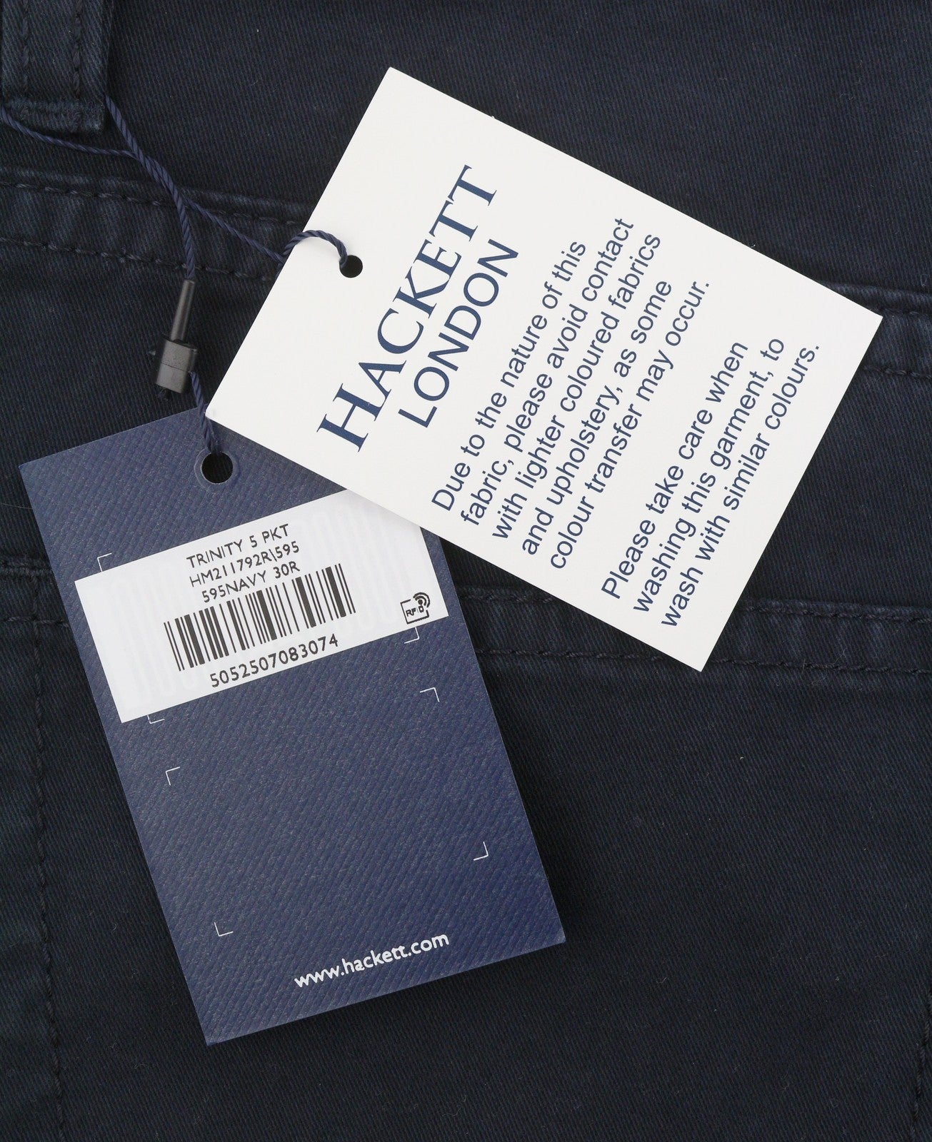 HACKETT Trinity 5 PKT Men Trousers W30 Dark Blue Bespoke Zipper Slim Fit