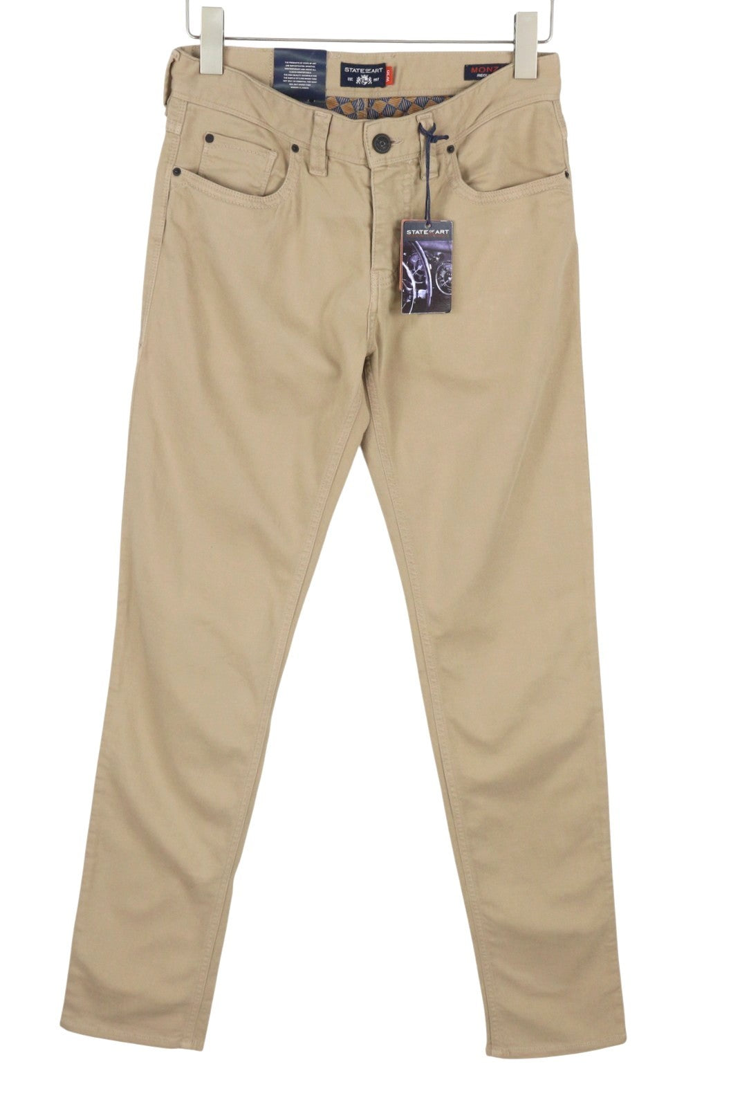 STATE OF ART Monza Men Trousers W30/L34 Beige Regular Fit Zip Fly Casual