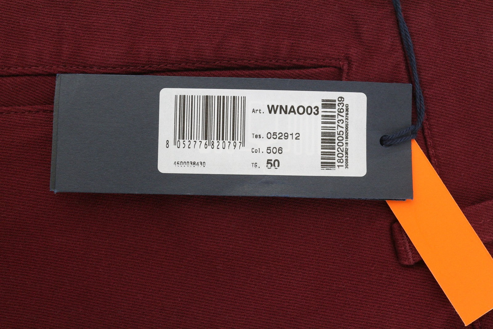 HARMONT & BLAINE Men Trousers 50 W37 Red Narrot Fit Zip Fly Chino