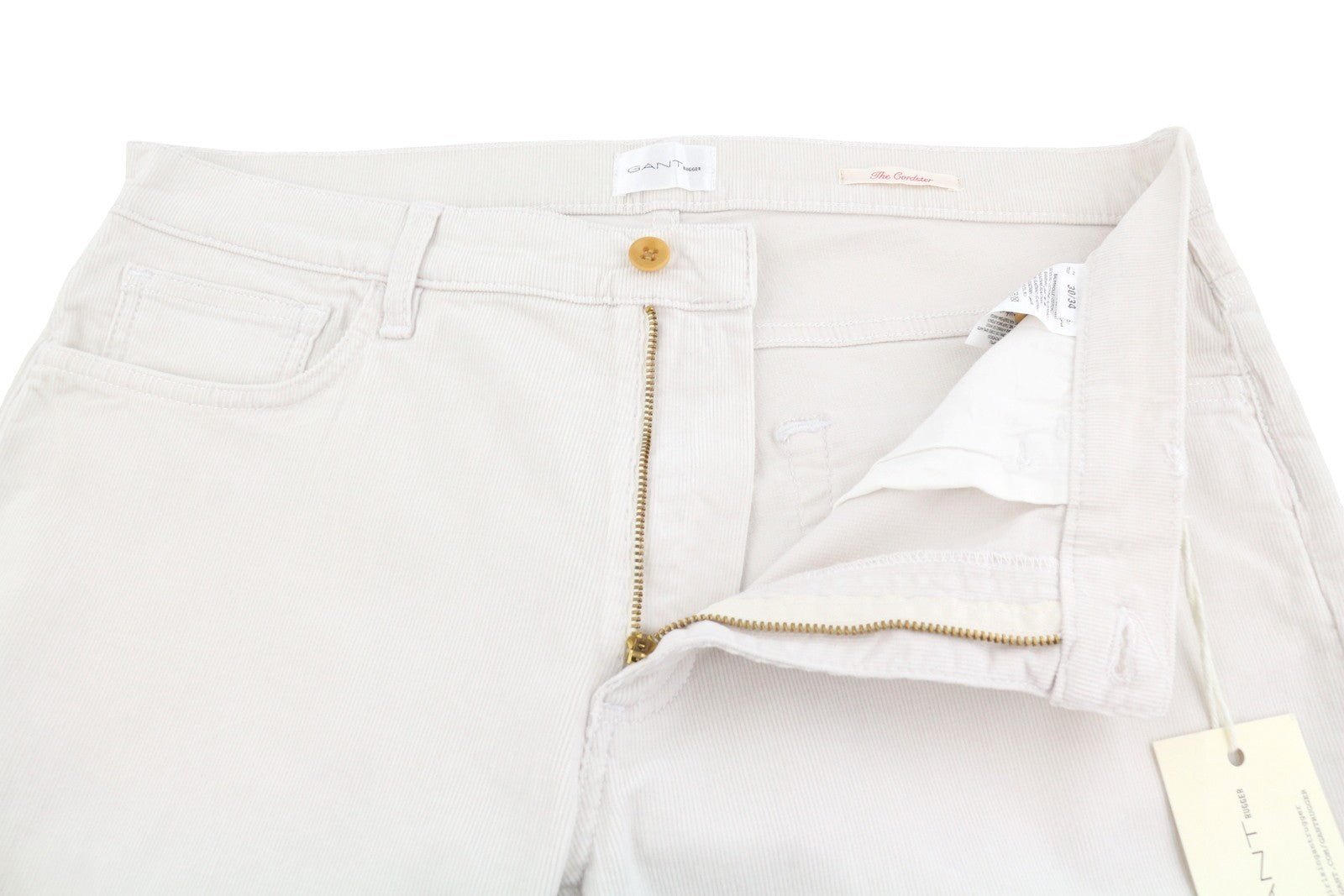 GANT Rugger The Cordster Men Trousers W30/L34 Ivory Slim Fit Cropped