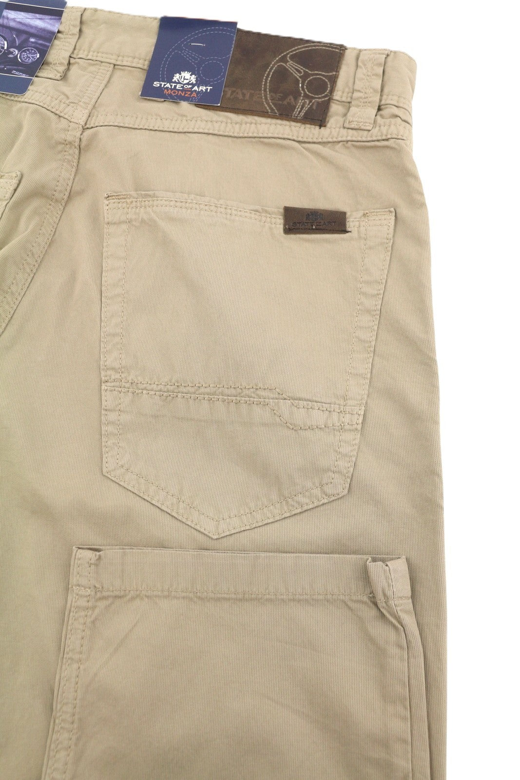 STATE OF ART Monza Men Trousers W33/L34 Beige Regular Fit Zip Fly Casual