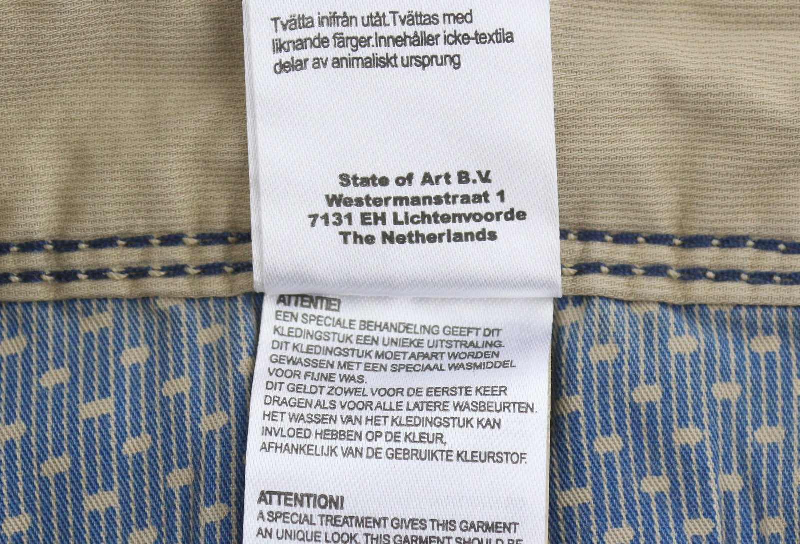 STATE OF ART Monza Men Trousers W33/L34 Beige Regular Fit Zip Fly Casual