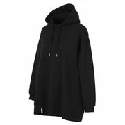 CALANDO Women Dress S Black Oversized Hoodie Long Sleeve