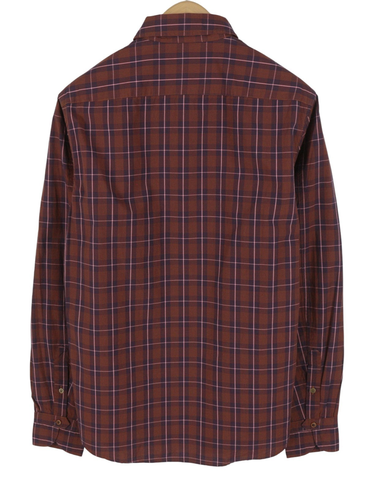 SCOTCH & SODA Men Shirt M Brown Plaid Button Down Neck Casual