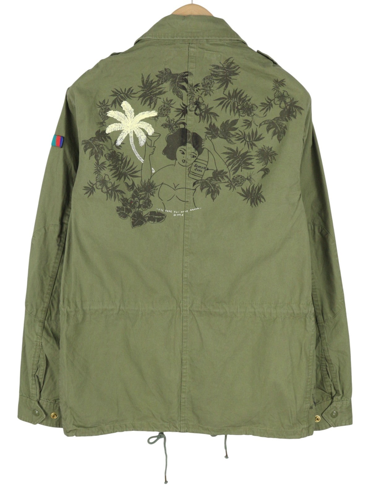 SCOTCH & SODA Men Jacket M Green Patterned Drawstring Waist Lightweight