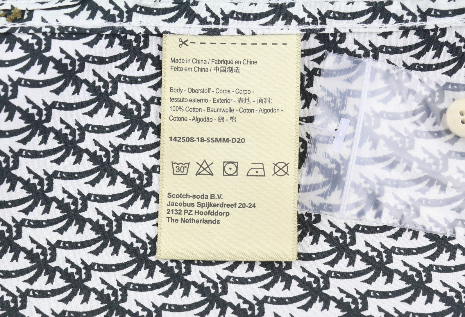 SCOTCH & SODA Men Shirt L Grey Palm Tree All-Over Print Button Up Casual