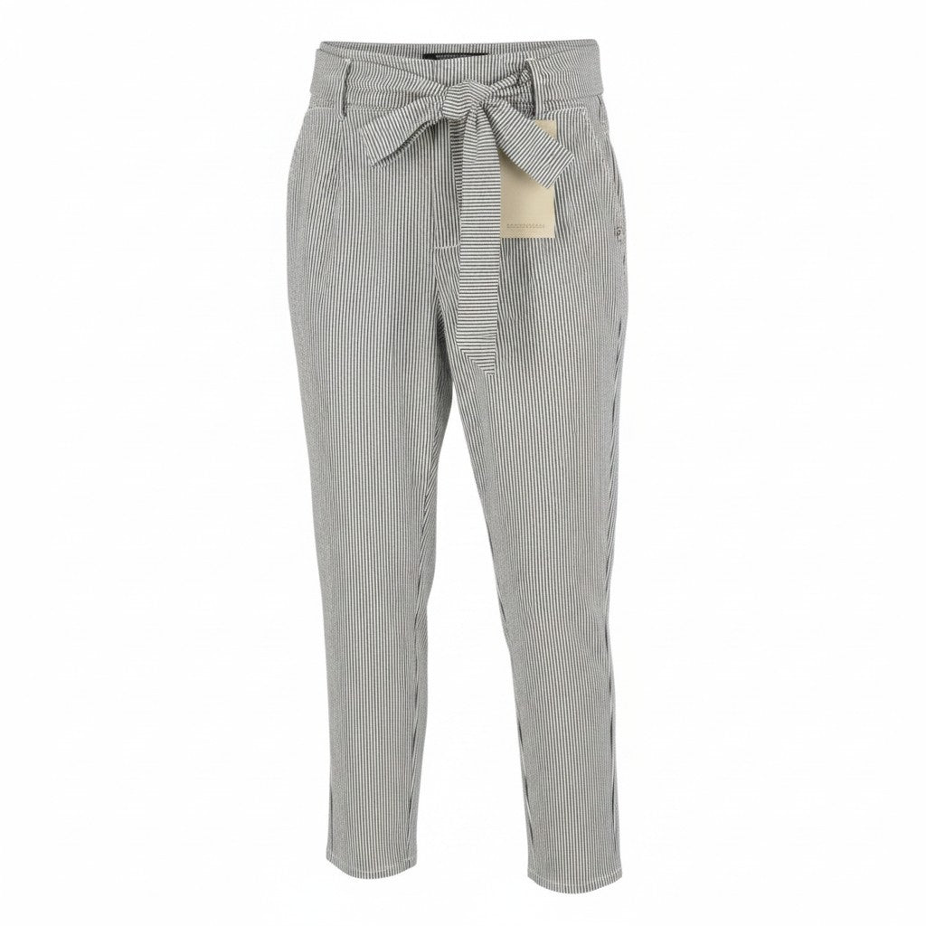 MAISON SCOTCH Women Trousers W27/L30 White Pinstriped Skinny High Rise Belted