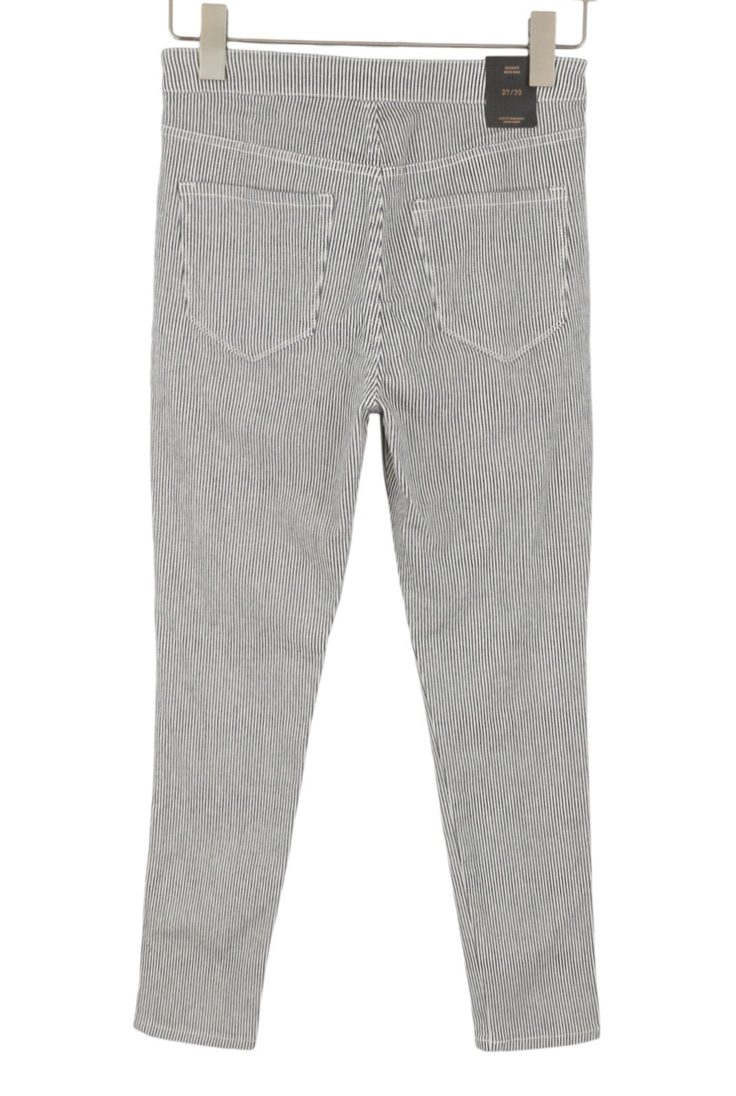 MAISON SCOTCH Women Trousers W27/L30 White Pinstriped Skinny High Rise Belted