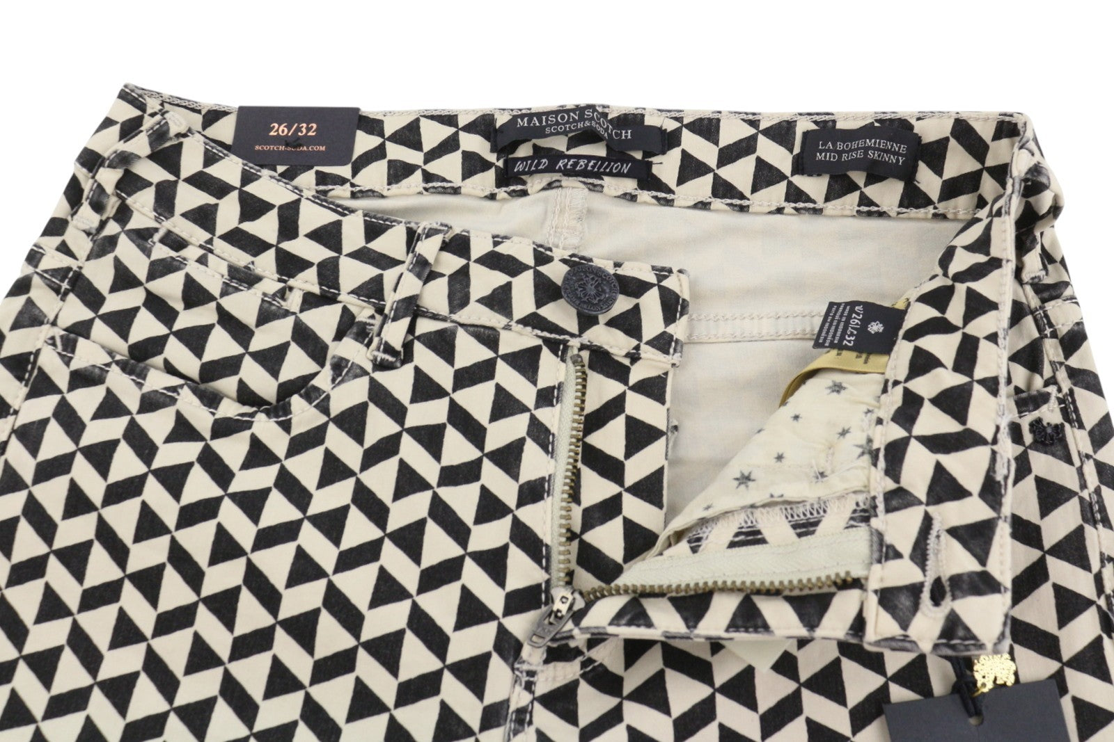 MAISON SCOTCH La Bohemienne Women Trousers W26/L32 Patterned Mid Rise Skinny Fit