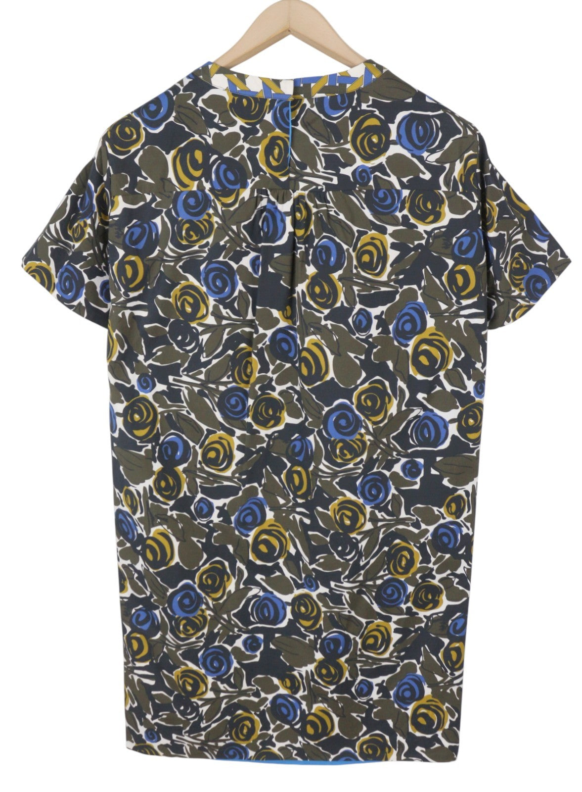 MAX MARA Women Dress EU36 S Khaki Flower Print Lined Short Sleeve Midi