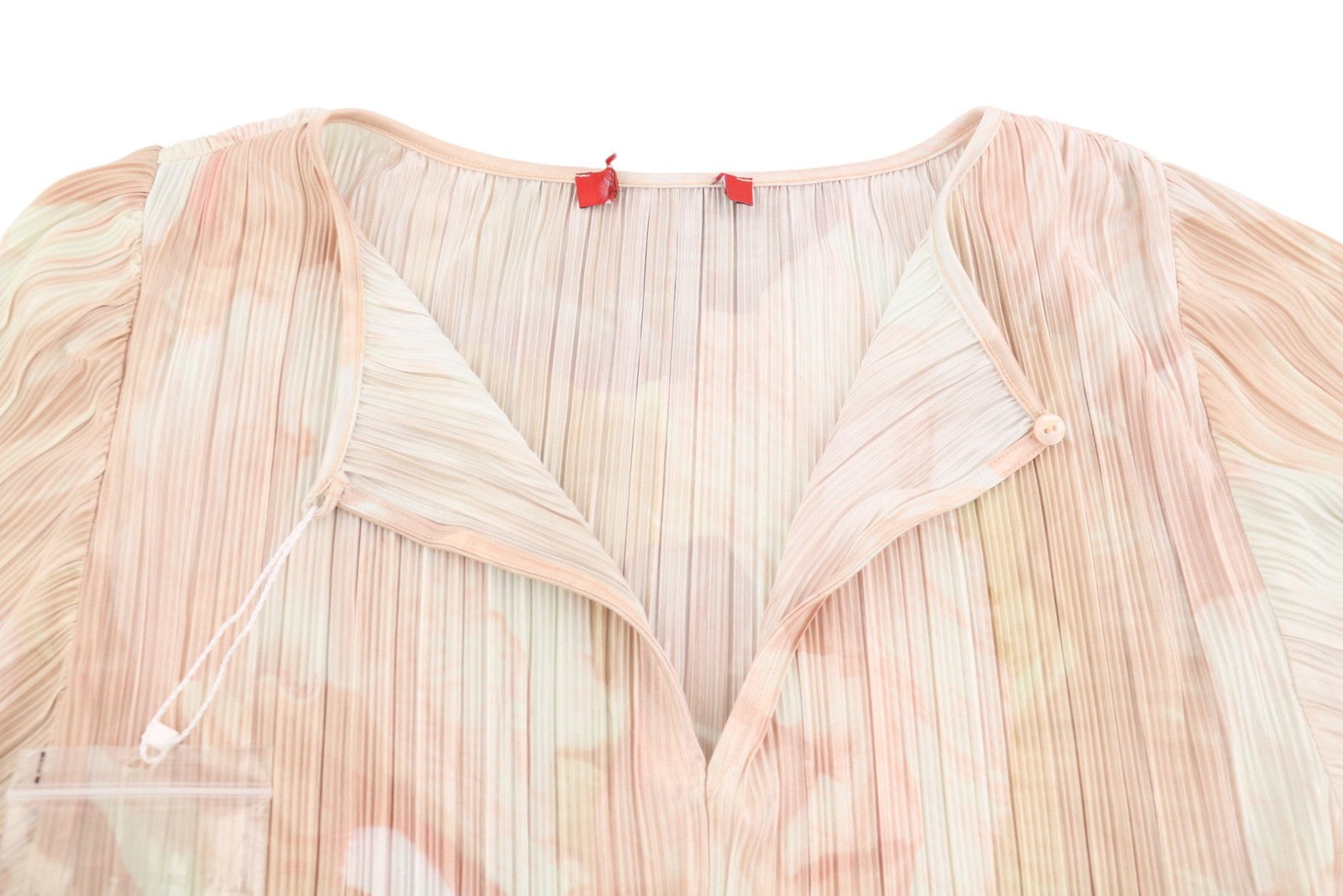MAX&CO. Women Dress L Light Pink Textured Belted Short Sleeve Midi