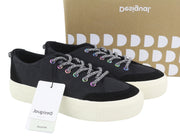 DESIGUAL Street Padded Women Sneakers EU40 Black Leather Lace Up Platform