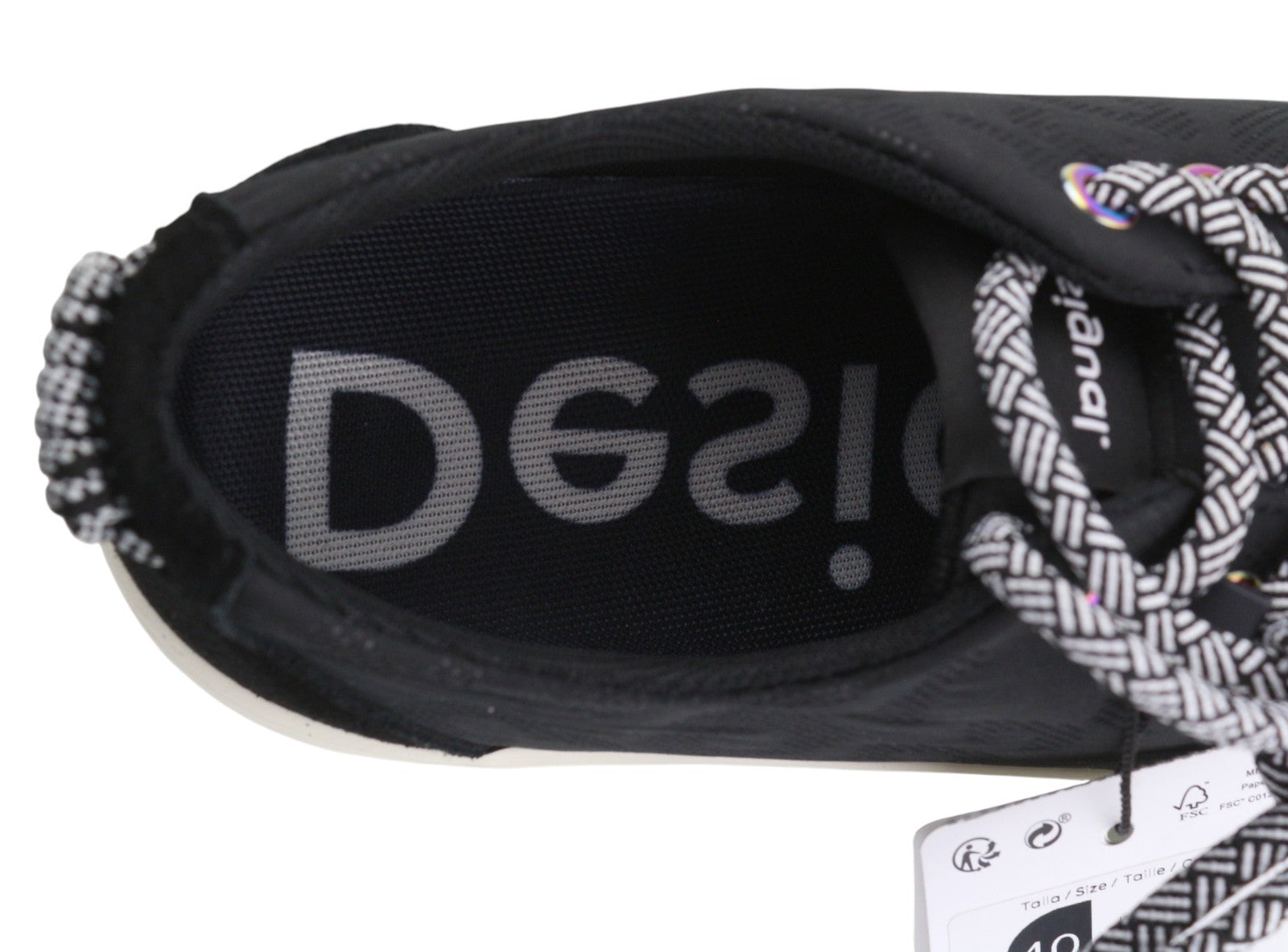 DESIGUAL Street Padded Women Sneakers EU40 Black Leather Lace Up Platform