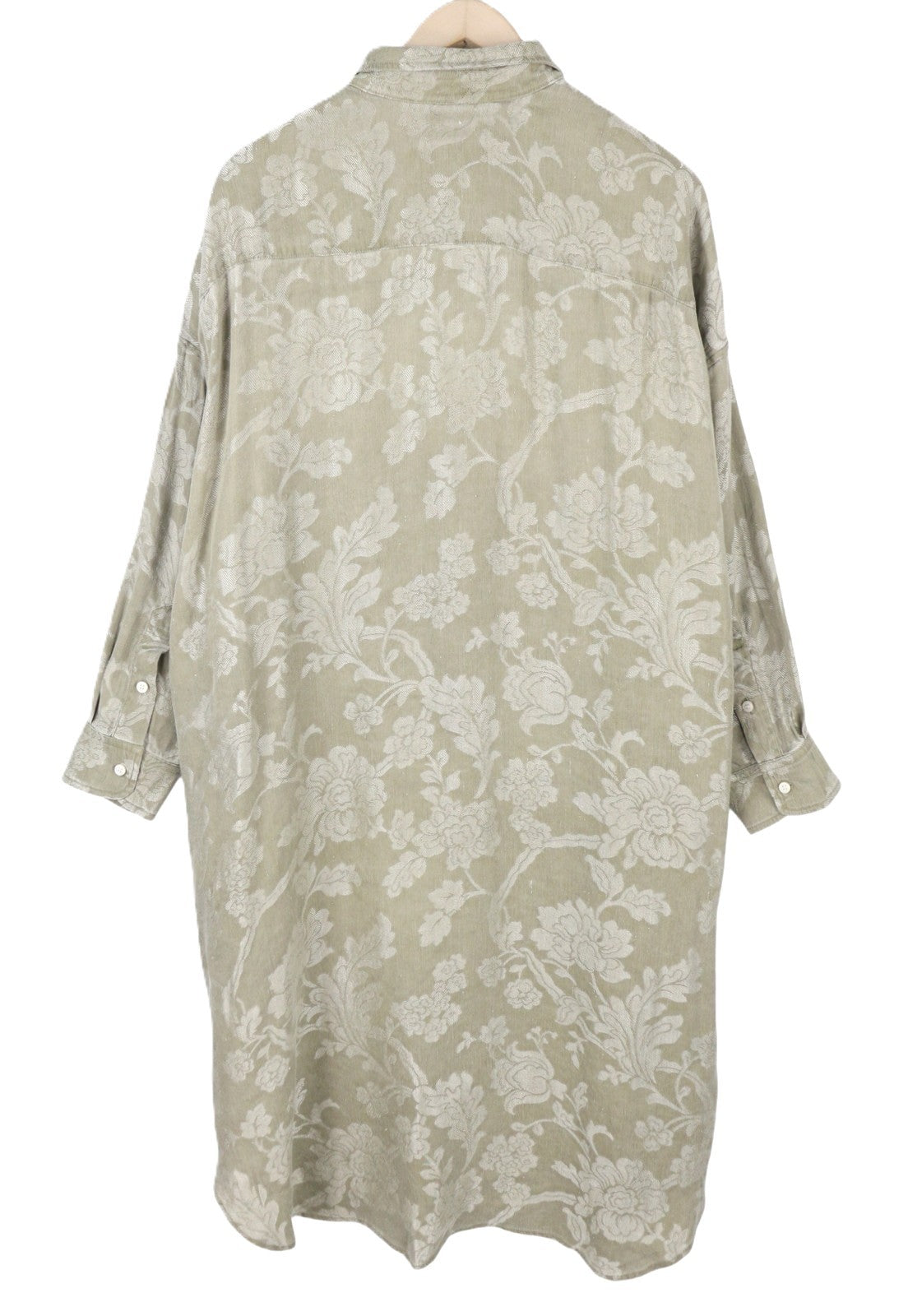 R13 Jumbo Shirtdress Women Dress XS/S Olive Floral Linen Blend Loose PS26