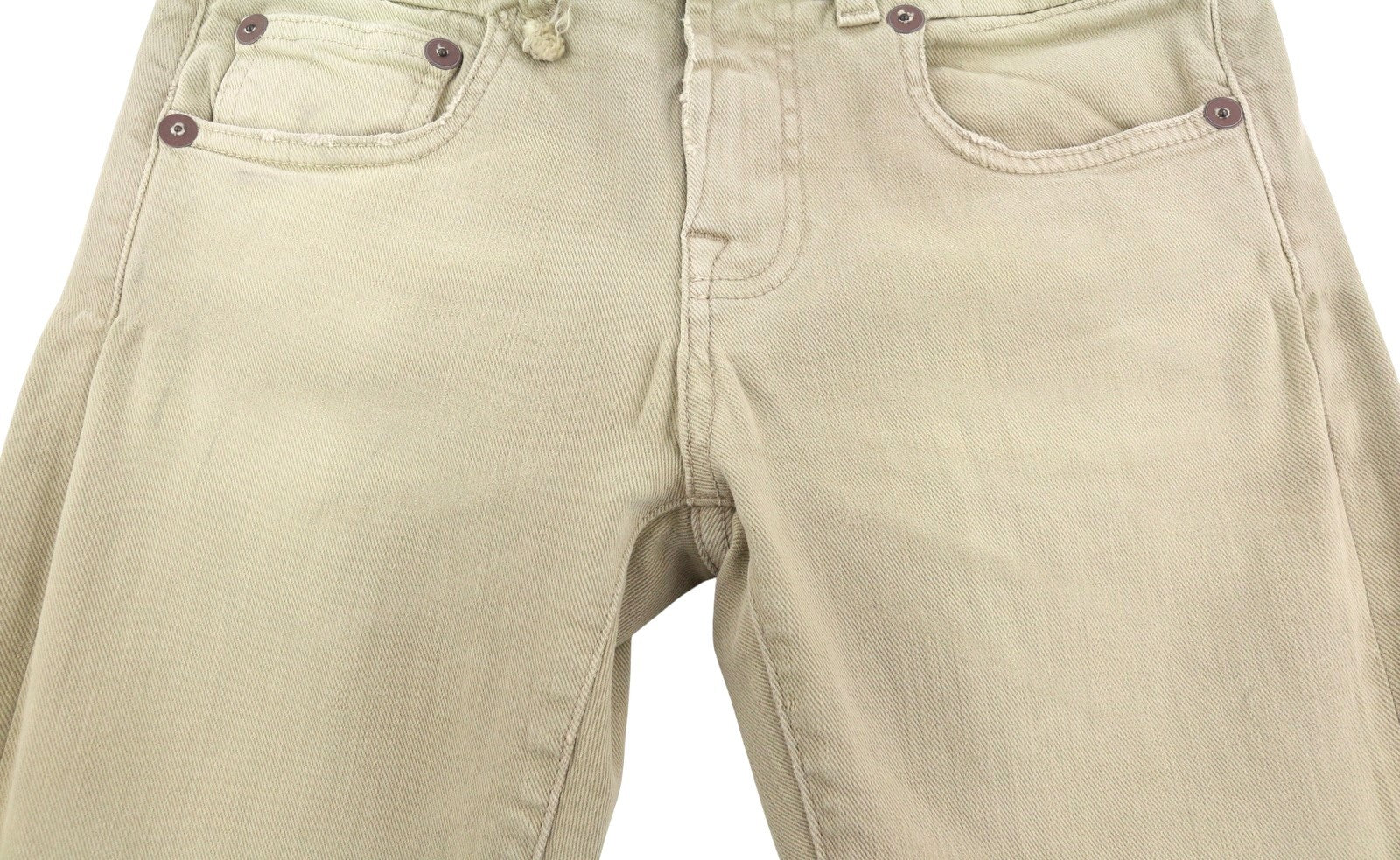 R13 Women Jeans W28 Beige Faded Stretch Cropped Ankle Zip Closure