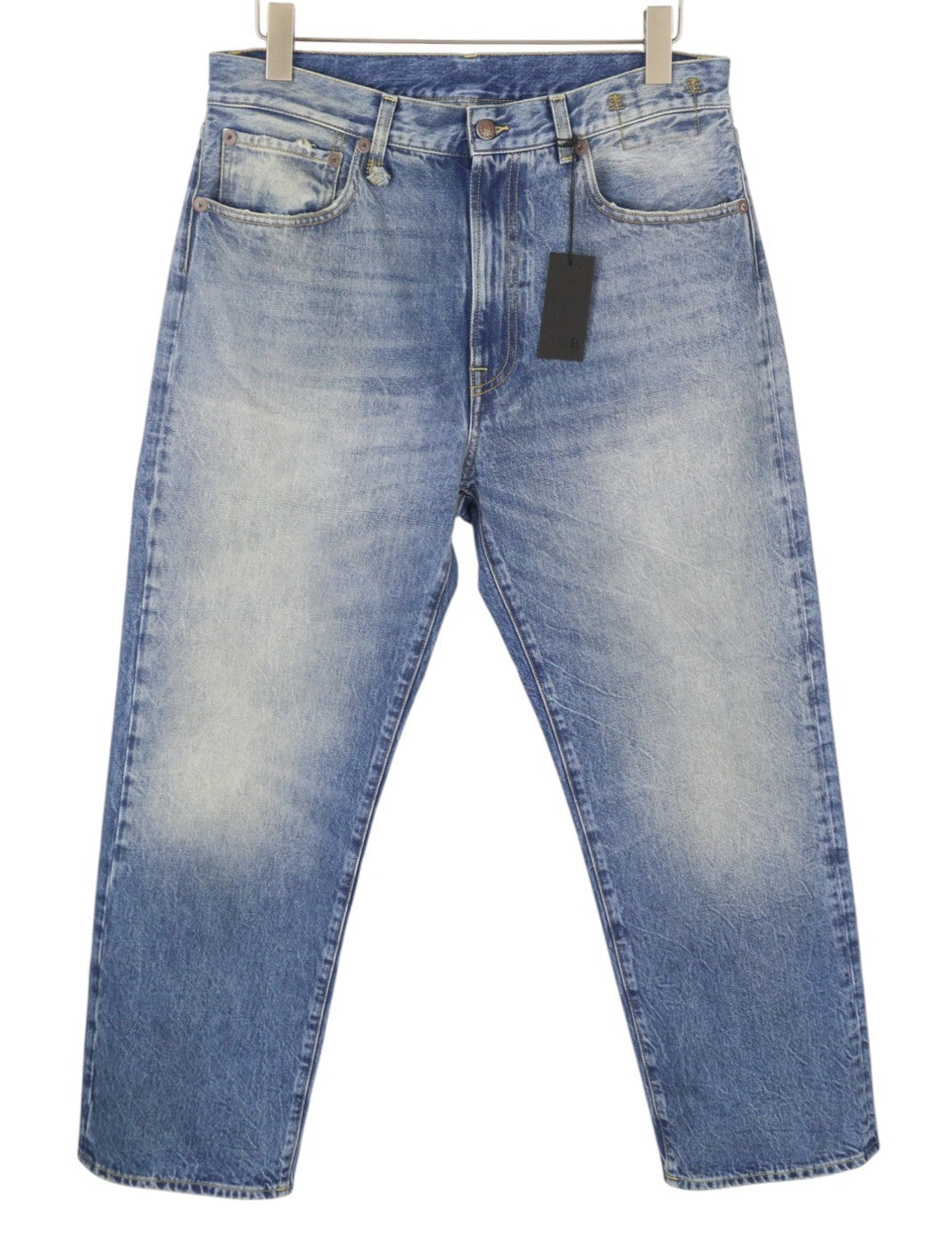 R13 Cuffed X-BF Women Jeans 29 Jasper Blue Faded Whisker Crop