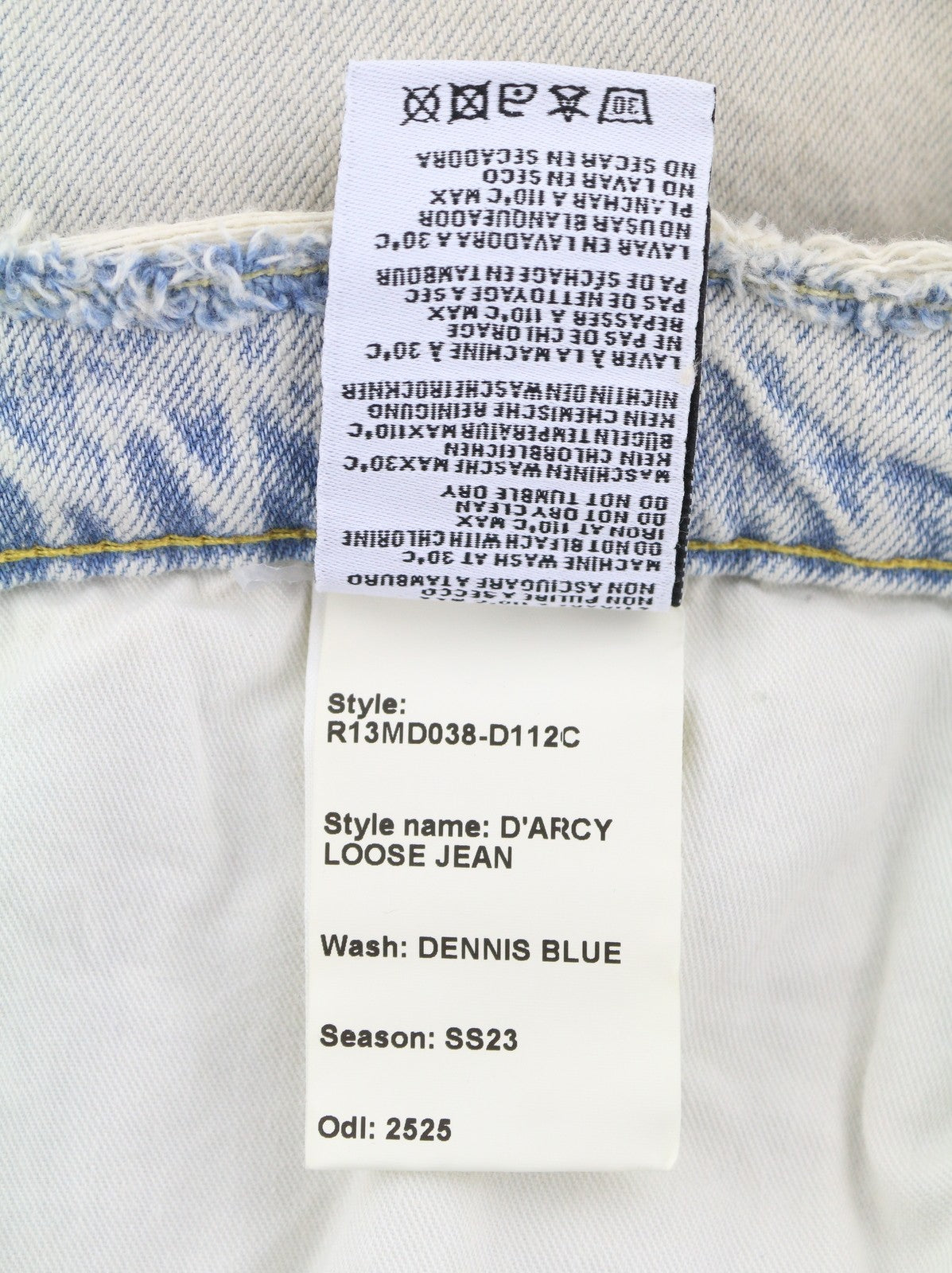 R13 D'Arcy Loose Men Jeans 38 Dennis Blue Aged Ripped Distress Look