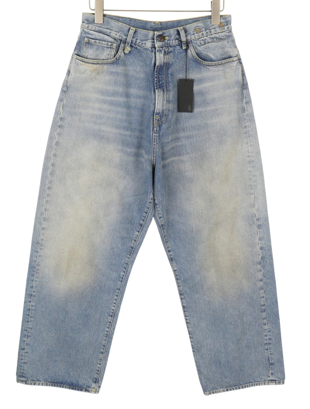 R13 Venti Women Jeans 28 Veiled Blue Faded Whisker Baggy Low Rise
