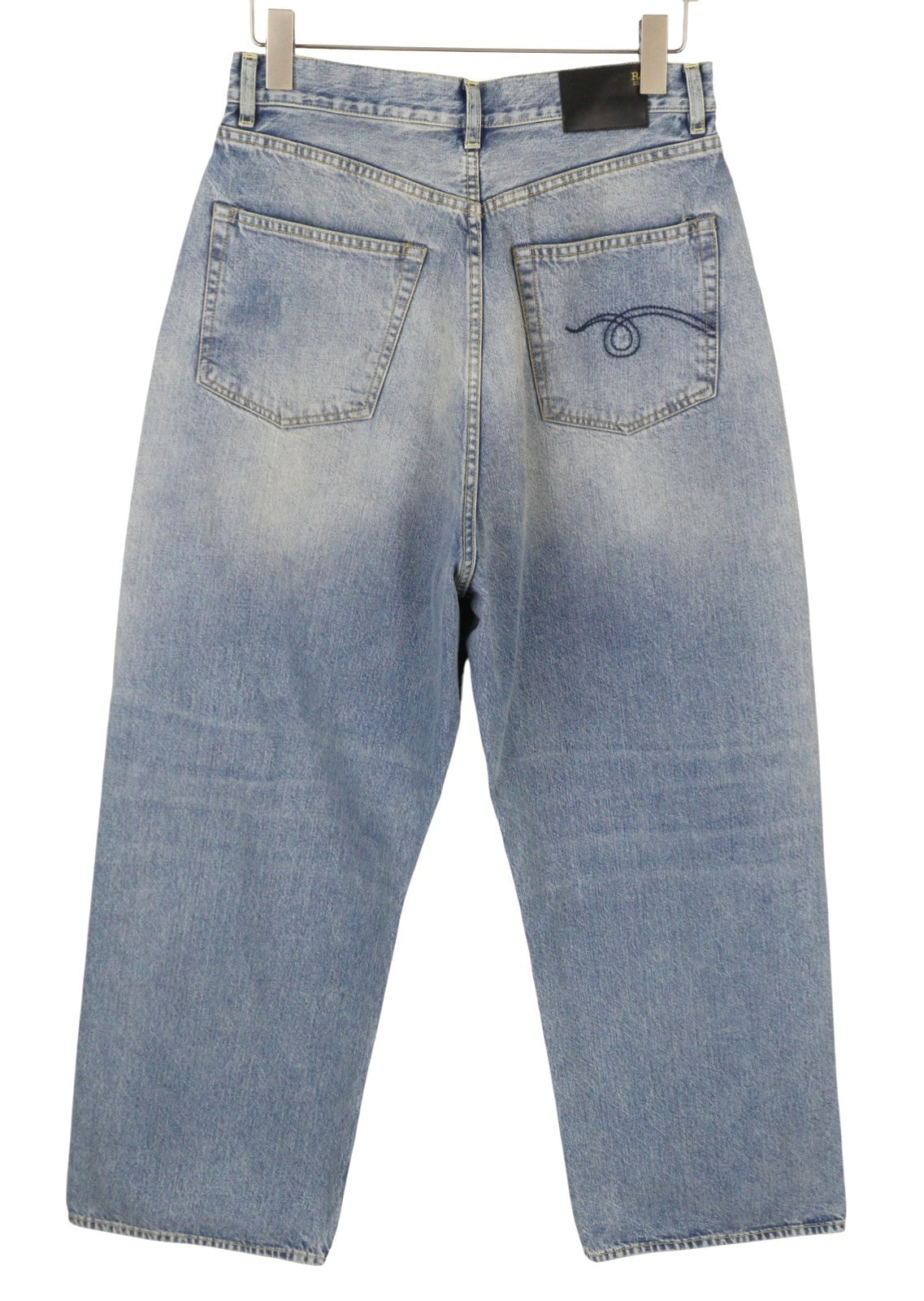 R13 Venti Women Jeans 28 Veiled Blue Faded Whisker Baggy Low Rise
