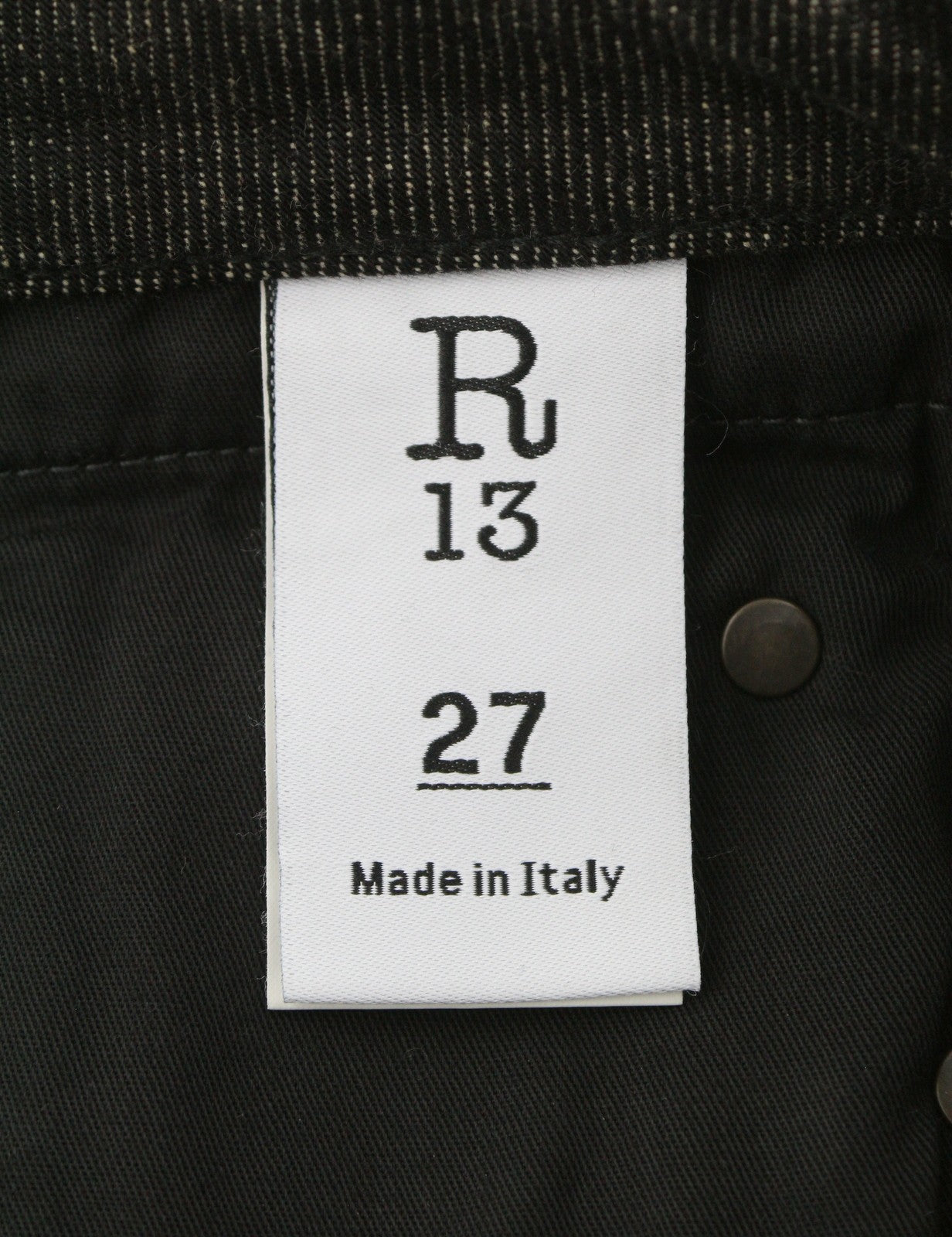 R13 Boy Straight Women Jeans 27 Abbey Black Faded Distress Crop PS26