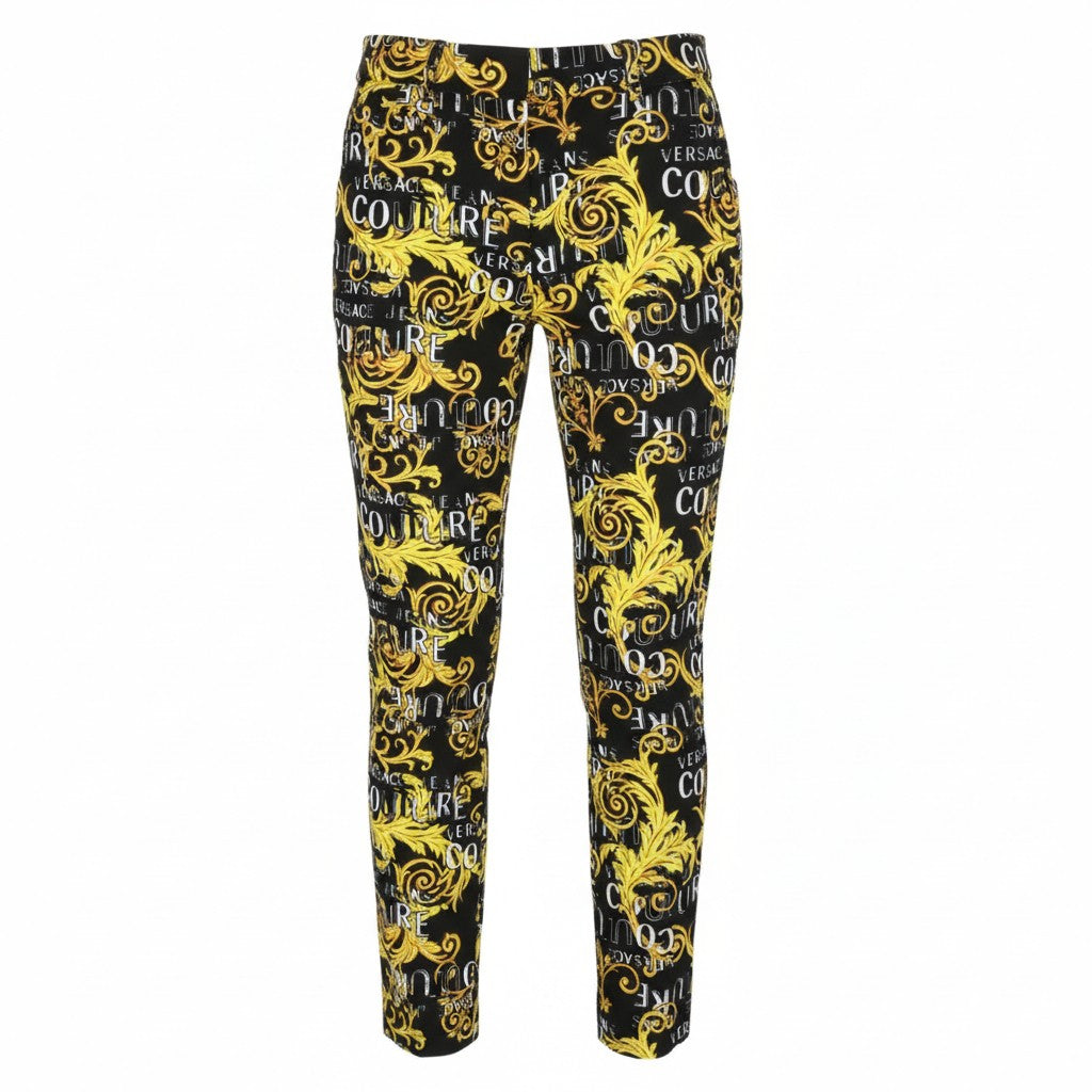 VERSACE JEANS COUTURE Cady Bistretch Print Logo Women Trousers W26 RRP350