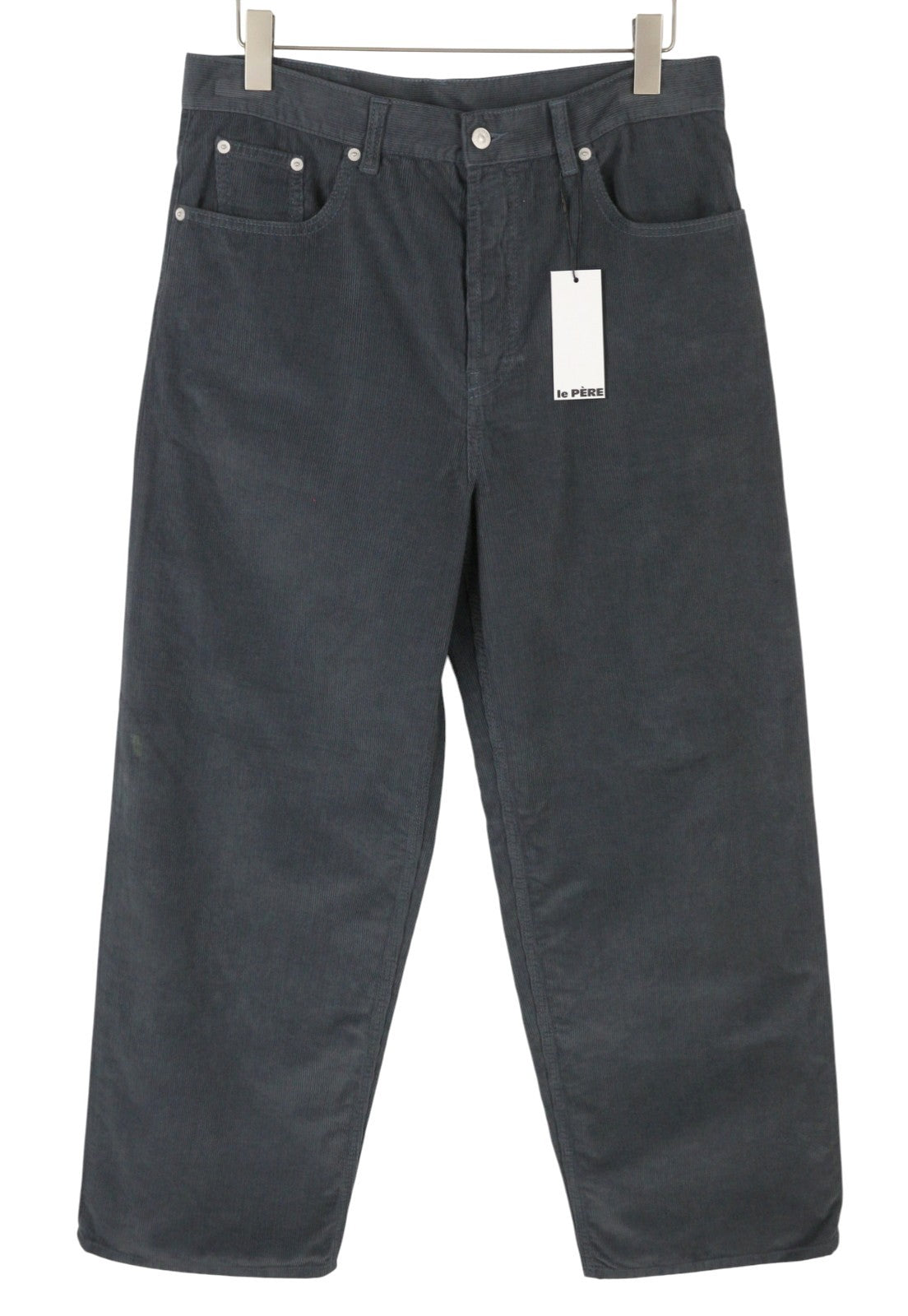 LE PERE Wide Leg Men Trousers W34 Navy Corduroy Button Fly FW25/26
