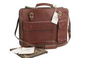 TIME RESISTANCE The Prophet Men Bag Brown Leather Large Satched Briefcase RRP320