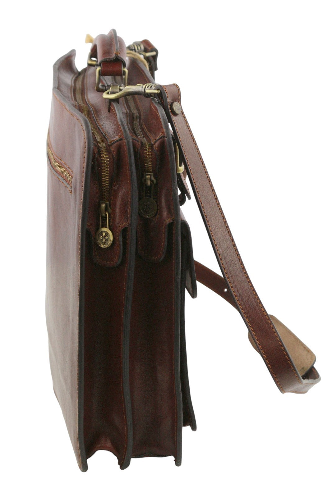 TIME RESISTANCE The Prophet Men Bag Brown Leather Large Satched Briefcase RRP320