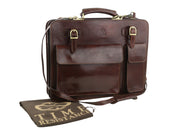 TIME RESISTANCE The Prophet Men Bag OS Brown Leather Satched Briefcase RRP320