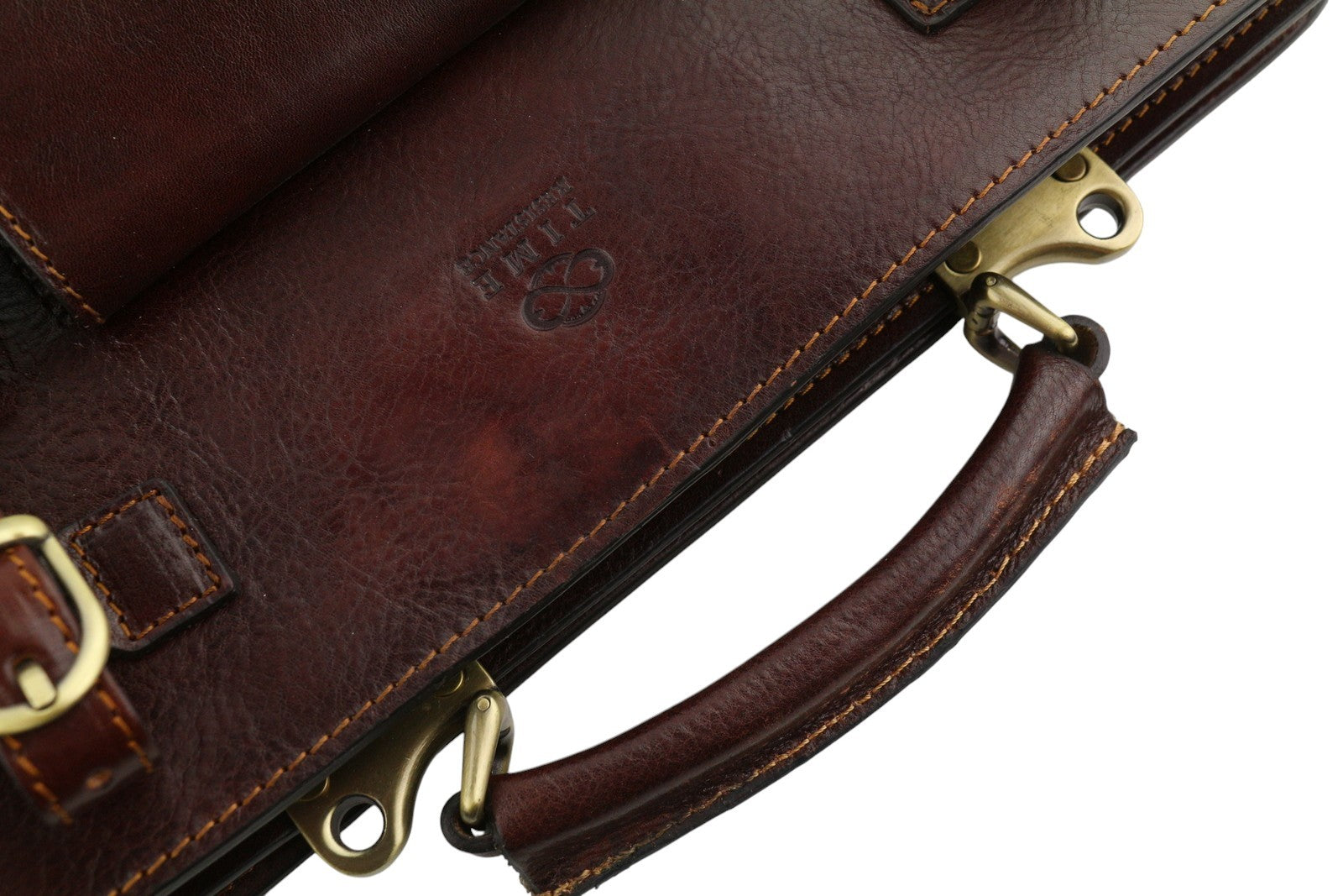 TIME RESISTANCE The Prophet Men Bag OS Brown Leather Satched Briefcase RRP320