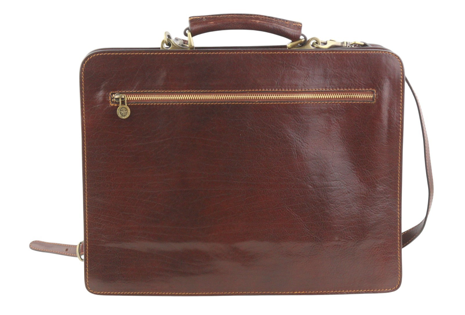 TIME RESISTANCE The Prophet Men Bag OS Brown Leather Satched Briefcase RRP320