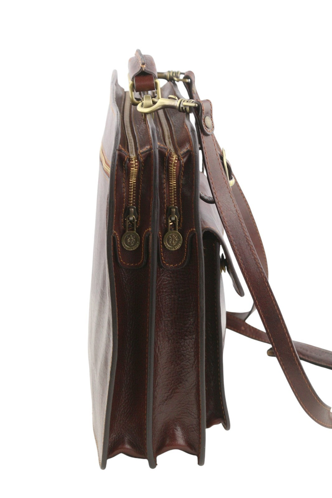 TIME RESISTANCE The Prophet Men Bag OS Brown Leather Satched Briefcase RRP320