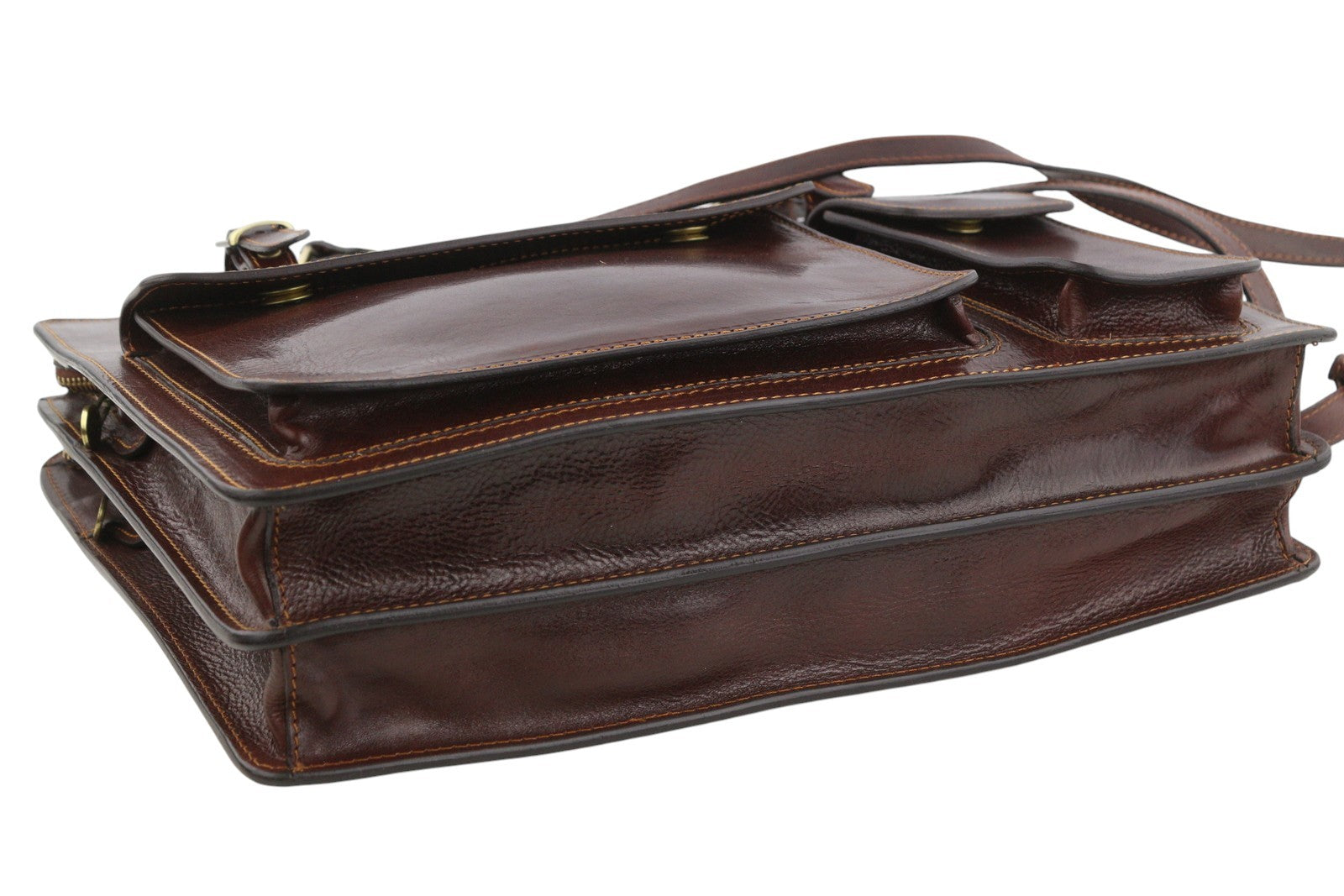 TIME RESISTANCE The Prophet Men Bag OS Brown Leather Satched Briefcase RRP320