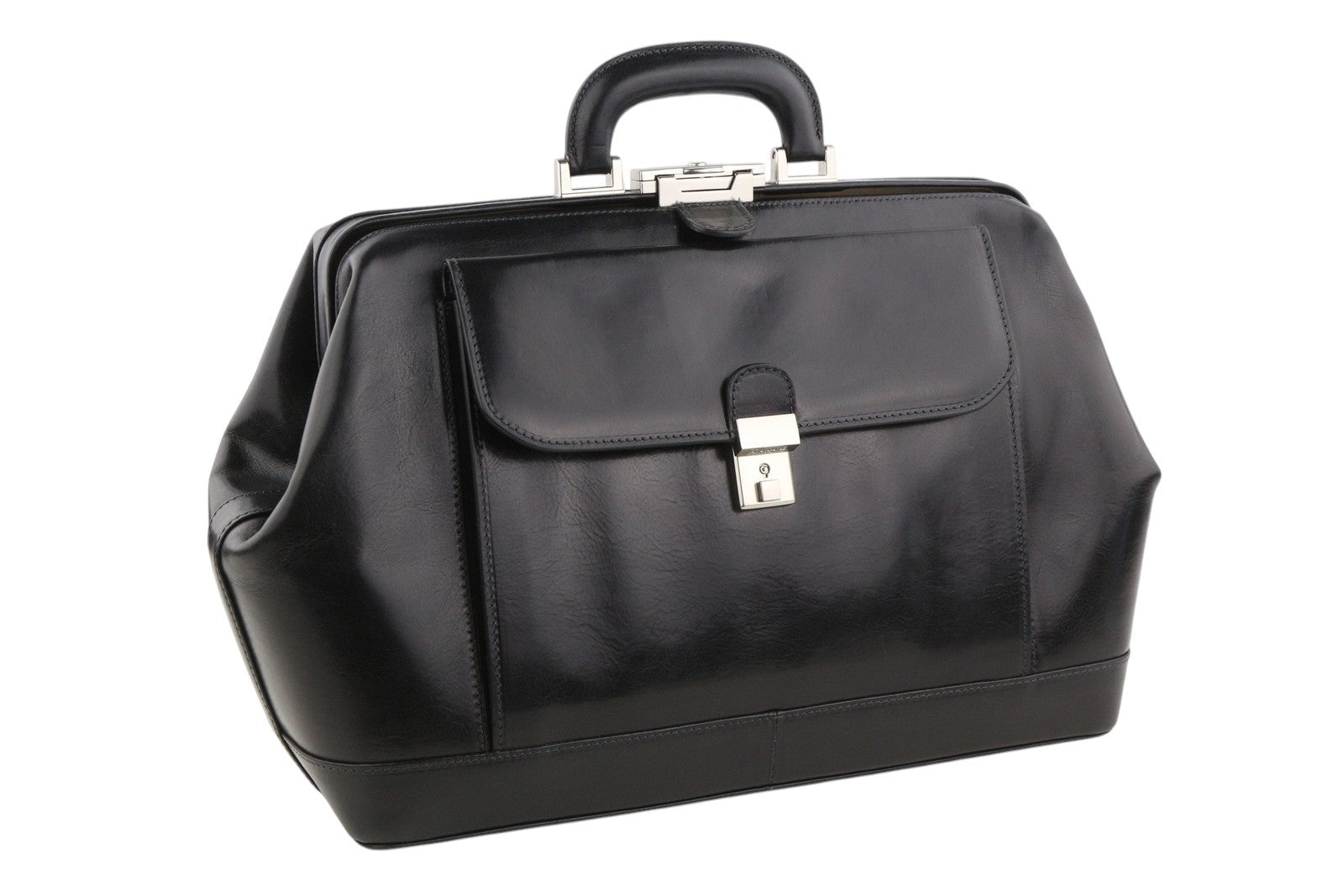 TIME RESISTANCE Hamlet Men Bag OS Black Vachetta Leather Large Doctor RRP350