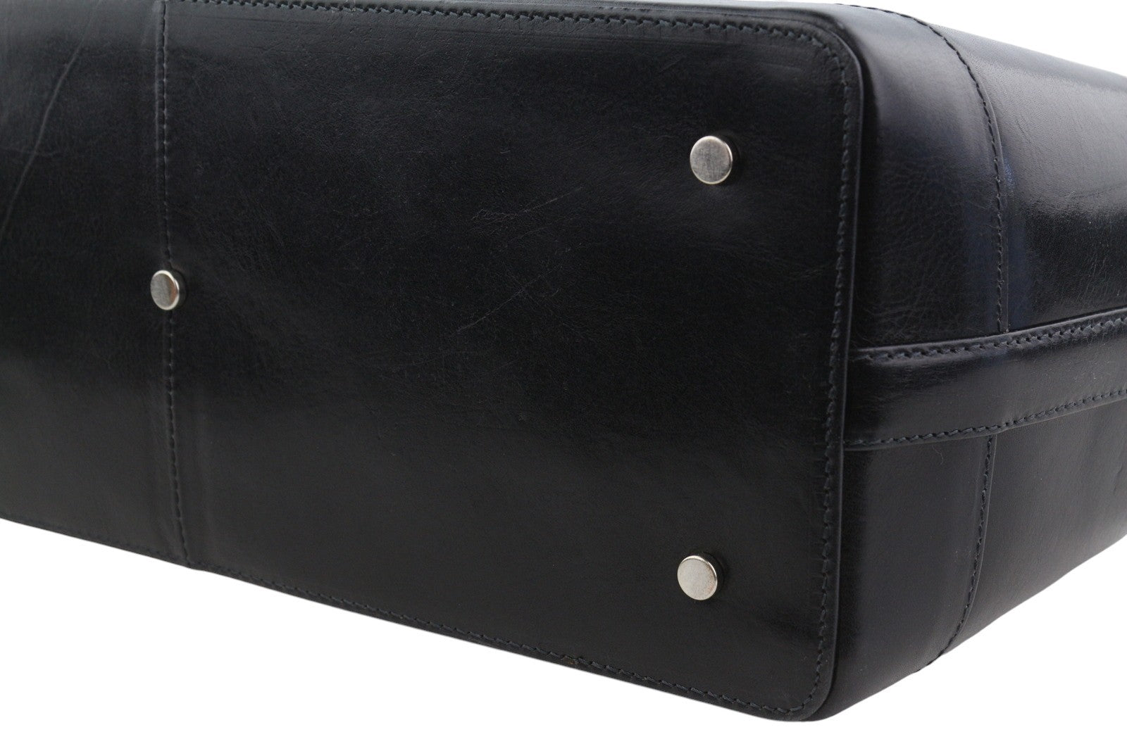 TIME RESISTANCE Hamlet Men Bag OS Black Vachetta Leather Large Doctor RRP350