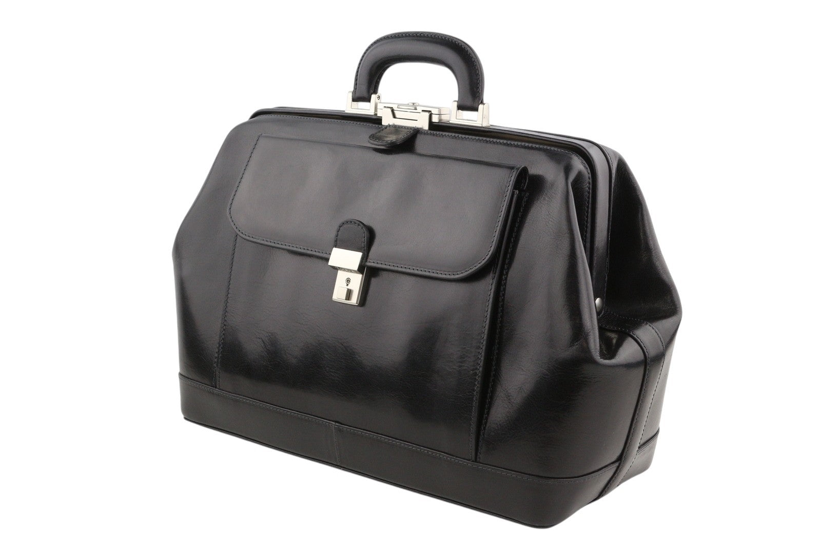 TIME RESISTANCE Hamlet Men Bag OS Black Vachetta Leather Large Doctor RRP350