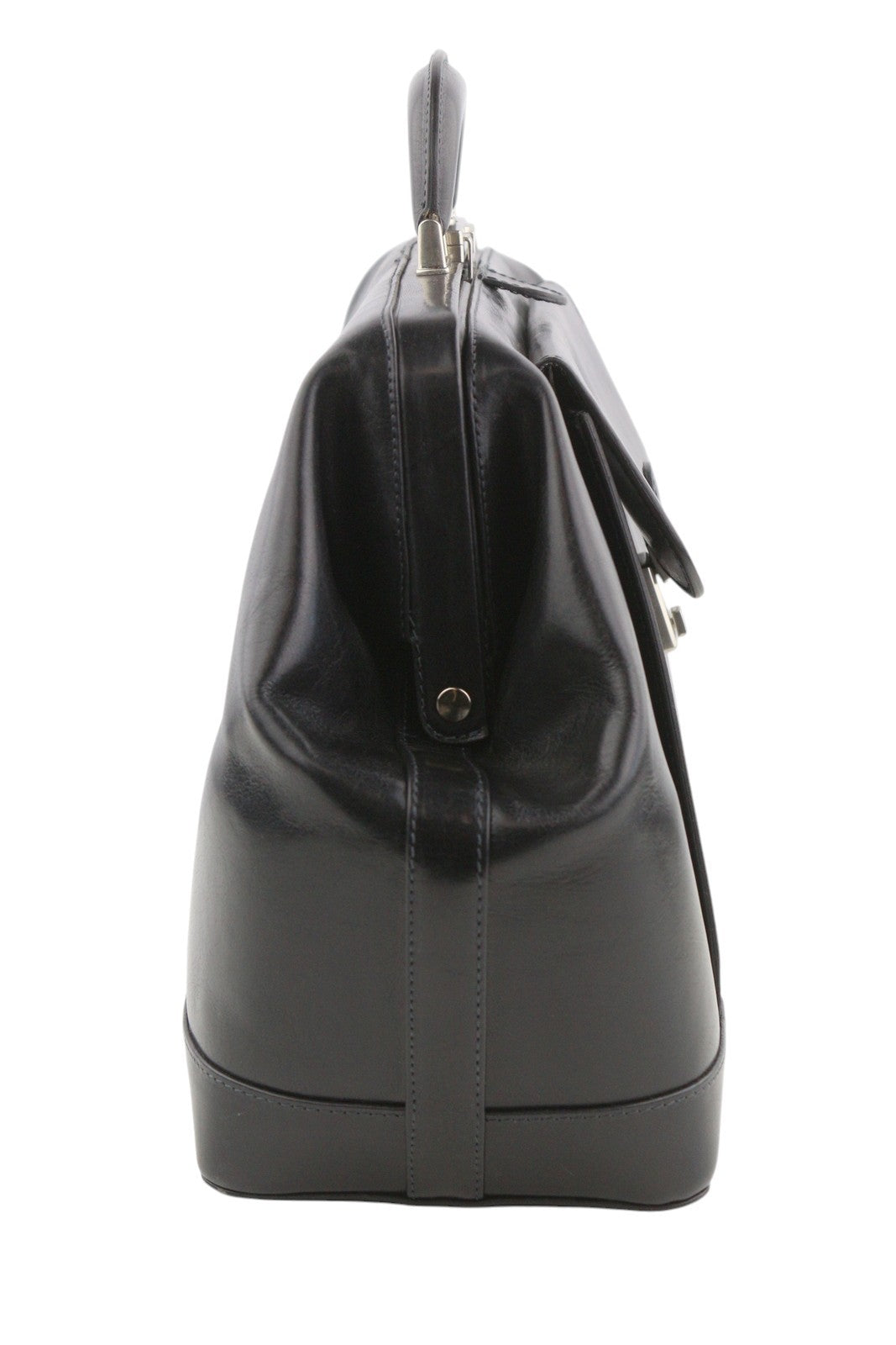 TIME RESISTANCE Hamlet Men Bag OS Black Vachetta Leather Large Doctor RRP350