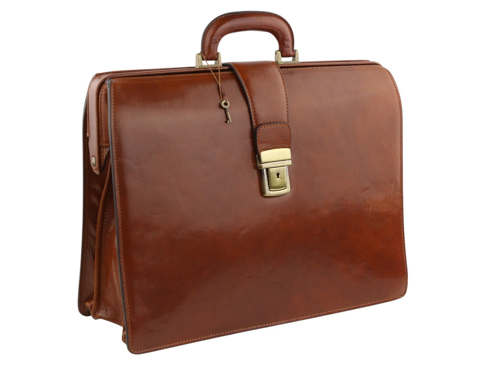 TIME RESISTANCE Men Bag The Firm Brown Vachetta Leather Briefcase RRP350