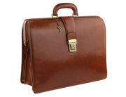 TIME RESISTANCE Men Bag The Firm Brown Vachetta Leather Briefcase RRP350